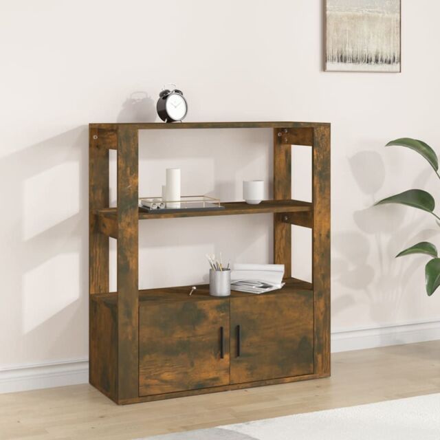 Berkfield Home Sideboard Smoked Oak 80x30x90 cm Engineered Wood in Brown - Size: 80 x 30 x 90 cm - image 1