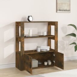 Berkfield Home Sideboard Smoked Oak 80x30x90 cm Engineered Wood in Brown - Size: 80 x 30 x 90 cm - thumbnail 3