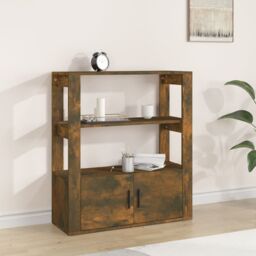 Berkfield Home Sideboard Smoked Oak 80x30x90 cm Engineered Wood in Brown - Size: 80 x 30 x 90 cm - thumbnail 1