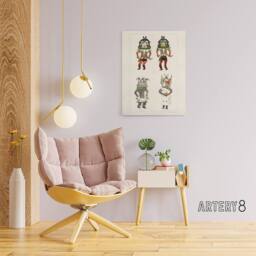 "Artery8 Drawing from Hopi Natives Hopi Kachinas Vintage Canvas Wall Art in White - Size: W18"" x H24""" - thumbnail 3