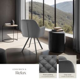 tectake Armchair Lucia Set Of 4 - Anthracite in Dark Grey - Size: 4 Pack - thumbnail 4