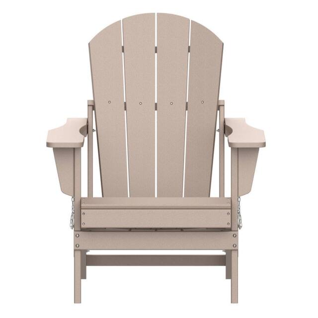 Mona Vale Furniture All-Weather Outdoor Lounge Chair Foldable Adirondack Chair in Khaki - Size: 1 Seater - image 1