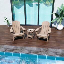 Mona Vale Furniture All-Weather Outdoor Lounge Chair Foldable Adirondack Chair in Khaki - Size: 1 Seater - thumbnail 4