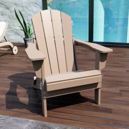 Mona Vale Furniture All-Weather Outdoor Lounge Chair Foldable Adirondack Chair in Khaki - Size: 1 Seater - thumbnail 2