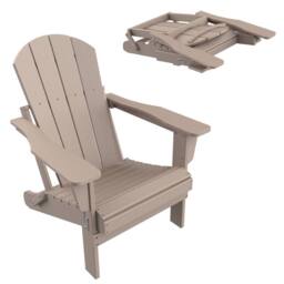 Mona Vale Furniture All-Weather Outdoor Lounge Chair Foldable Adirondack Chair in Khaki - Size: 1 Seater - thumbnail 8