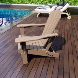 Mona Vale Furniture All-Weather Outdoor Lounge Chair Foldable Adirondack Chair in Khaki - Size: 1 Seater - thumbnail 3