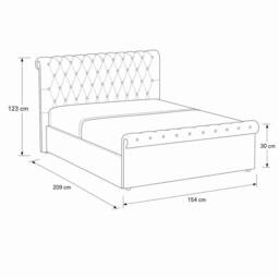 FWStyle Abbey Bed Frame Steel Grey Side Lift Ottoman Scroll Buttoned - Size: Double - thumbnail 5