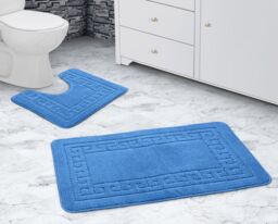 Velosso Greek Key Bathmat Set - Antislip in Blue - thumbnail 3