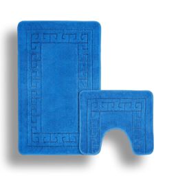 Velosso Greek Key Bathmat Set - Antislip in Blue - thumbnail 2