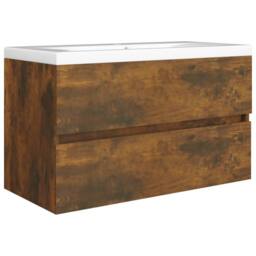 Berkfield Home Sink Cabinet Smoked Oak 80x38.5x45 cm Engineered Wood in Brown - thumbnail 5