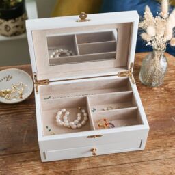 Lisa Angel Women's White Embroidered Jewellery Box - thumbnail 1