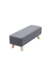 Living and Home Rectangular Upholstered Linen Shoe Changing Bench with Rubberwood Legs in Grey - thumbnail 9