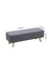 Living and Home Rectangular Upholstered Linen Shoe Changing Bench with Rubberwood Legs in Grey - thumbnail 3