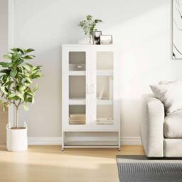 Berkfield Home Highboard White 68x39x123 cm Steel - Size: 68 x 39 x 123 cm - thumbnail 4