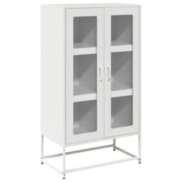 Berkfield Home Highboard White 68x39x123 cm Steel - Size: 68 x 39 x 123 cm - thumbnail 3