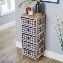 Home Source Wooden Chest 5 Storage Drawers Bedroom Organiser Coastal Style in Brown - thumbnail 2