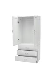Living and Home Modern 2-Door Wardrobe with 3 Drawers in White - thumbnail 6