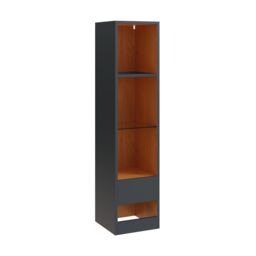 GFW Leon Tall Shelf Unit with LED Oak/Anthracite in Dark Grey - thumbnail 2
