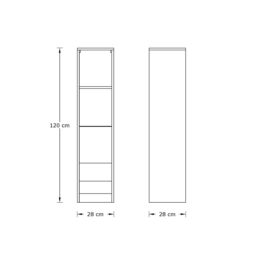 GFW Leon Tall Shelf Unit with LED Oak/Anthracite in Dark Grey - thumbnail 6