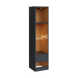 GFW Leon Tall Shelf Unit with LED Oak/Anthracite in Dark Grey - thumbnail 5