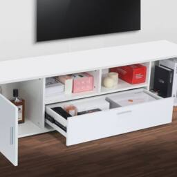 KORVIXA 160cm High Gloss TV Stand Unit Sideboard Cabinet with LED Light in Warm White - Size: 100 cm x 100 cm - thumbnail 4