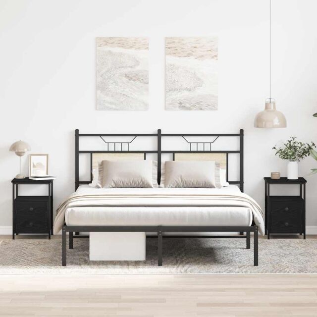 Berkfield Home Bedside Cabinets 2 pcs Black Oak 34x35.5x50 cm Engineered Wood - image 1