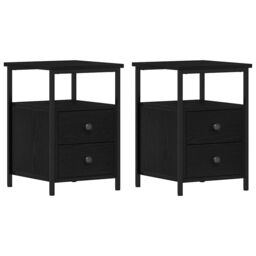 Berkfield Home Bedside Cabinets 2 pcs Black Oak 34x35.5x50 cm Engineered Wood - thumbnail 2