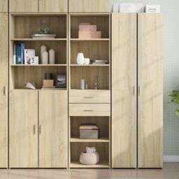 Berkfield Home Highboard Sonoma Oak 50x42.5x185 cm Engineered Wood in Brown - thumbnail 1