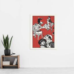 "Artery8 Apachentanze Gramophone Dancers Moriz Jung Wall Art Poster Print in Red - Size: W18"" x H24""" - thumbnail 4