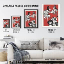 "Artery8 Apachentanze Gramophone Dancers Moriz Jung Wall Art Poster Print in Red - Size: W18"" x H24""" - thumbnail 3