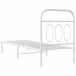 Berkfield Home Metal Bed Frame without Mattress with Headboard White 75x190cm - Size: 75x190 cm - thumbnail 6