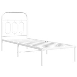 Berkfield Home Metal Bed Frame without Mattress with Headboard White 75x190cm - Size: 75x190 cm - thumbnail 3