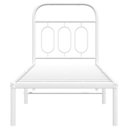 Berkfield Home Metal Bed Frame without Mattress with Headboard White 75x190cm - Size: 75x190 cm - thumbnail 4