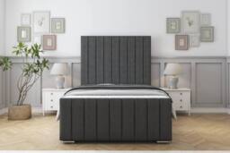 "Sloomy California Dumfries Bed Frame With 50"" Upholstered Headboard in Dark Grey - Size: Double" - thumbnail 1