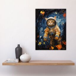 Artery8 Ground Control To Ginger Tom Artwork Fun Space Cat Oil Painting Large Wall Unframed Art Poster Print Thick Paper 18X24 Inch - thumbnail 4