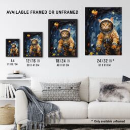 Artery8 Ground Control To Ginger Tom Artwork Fun Space Cat Oil Painting Large Wall Unframed Art Poster Print Thick Paper 18X24 Inch - thumbnail 3