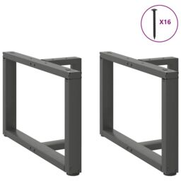 Berkfield Home Coffee Table Legs T-Shaped¬†2 pcs Anthracite 60x25x(42-43) cm Steel in Black - thumbnail 3
