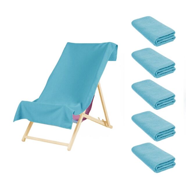 OHS 5 x Plain Microfiber Quick Dry Bath Beach Towel in Bright Blue - image 1