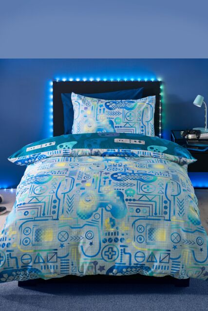 Catherine Lansfield 'Gamer' So Soft Duvet Cover Set in Grey - Size: Single - image 1