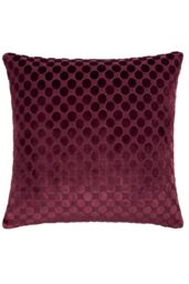 Soiree 'Velvet Spot' Plain Dyed Jacquard Velvet Filled Cushion in Burgundy - Size: 43 cm x 43 cm - thumbnail 2