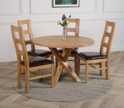 Thats Furniture Oregon Round Oak Dining Table & 4 Yale Chairs in Brown - thumbnail 2