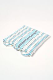 Homescapes 4 Pack Seat Pads Cotton Blue Striped Indoor Outdoor Garden Cushion, 40cm - Size: 40 cm x 40 cm - thumbnail 3