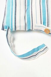 Homescapes 4 Pack Seat Pads Cotton Blue Striped Indoor Outdoor Garden Cushion, 40cm - Size: 40 cm x 40 cm - thumbnail 4