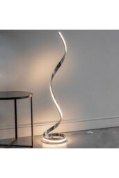 Netlighting Aria Integrated LED Floor Lamp Chrome Effect Plate & White Acrylic 1 Light IP20 in Grey - thumbnail 2
