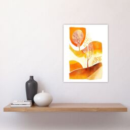 "Artery8 Autumn Countryside Trees Abstract Watercolour Wall Art Print in Mustard - Size: W24"" x H32""" - thumbnail 4