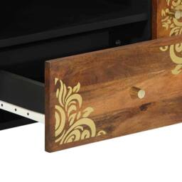 Berkfield Home TV Cabinet 105x33x46 cm Solid Wood Mango in Brown - Size: 105 x 33 x 46 cm - thumbnail 7