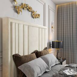 KDMD Yedingham Upholstered Soft Velvet Cream Tv Bespoke Bed Frame - Size: Single - thumbnail 5