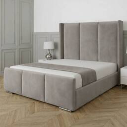 Living Comfort Bedz Westbury Plush Velvet Upholstered Bed Slatted Base - 48Inch Headboard in Light Grey - Size: Double