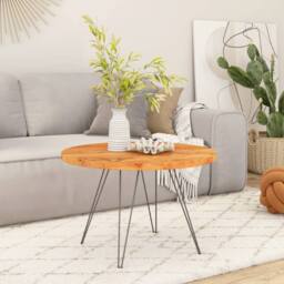 Berkfield Home Table Top √ò60x3.8 cm Round Solid Wood Acacia in Brown - Size: 60x3.8 cm - thumbnail 1