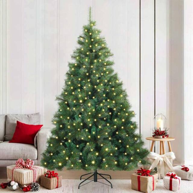 Berkfield Home Artificial Christmas Tree with 300 LEDs Green 210 cm PE & PVC - image 1